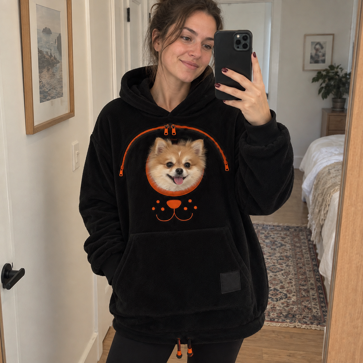 Cliente com pet no moletom
